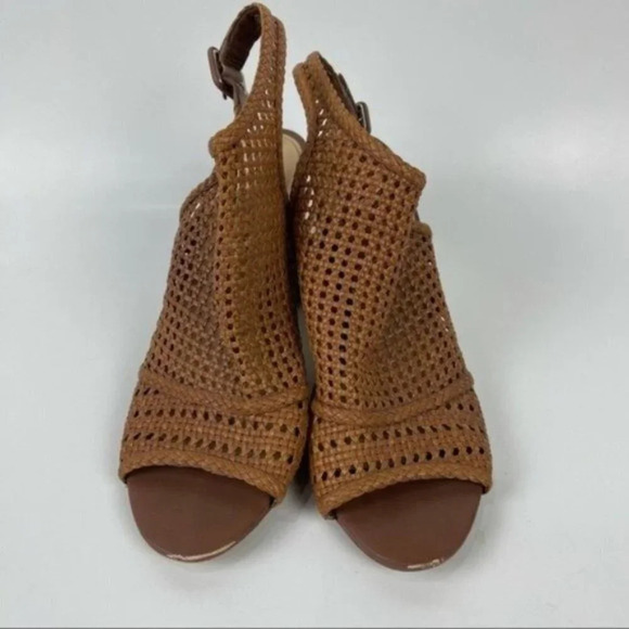 Sam Edelman Brown Woven Evie Block Heel Peep Toe Bootie Sandals Size 10 - Picture 2 of 10